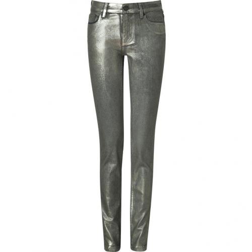 2nd Day Silver Metallic Skinny Coated Jeans