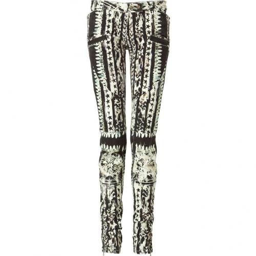 Balmain Black and White Patterned Low Rise Pants