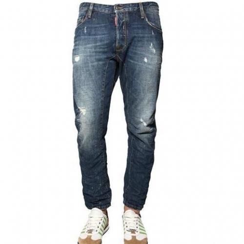 Dsquared - 18Cm Bemalte Spots Denim Biker Jeans