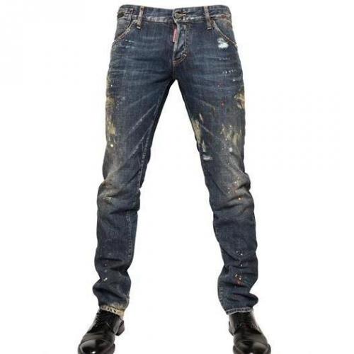 Dsquared - 19Cm Bemalte Denim Slim Fit Jeans
