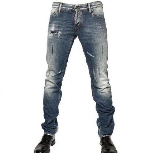 Dsquared - 19Cm Washed Denim Slim Fit Jeans Vintage Used Look