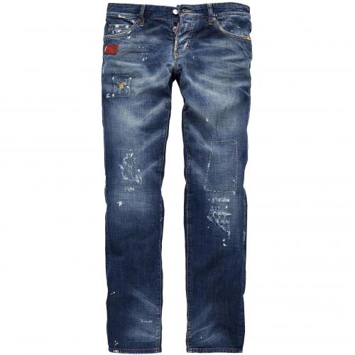 Dsquared2 Herren Jeans Slim Jean Mid Blue Painted