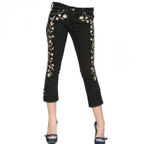 Isabel Marant - Bestickte Stretch Baumwoll Denim Jeans Black Gold