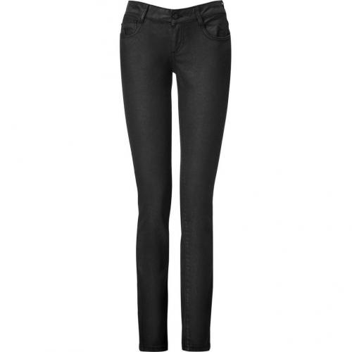 McQ Alexander McQueen Black Laquered and Embroidered Pants