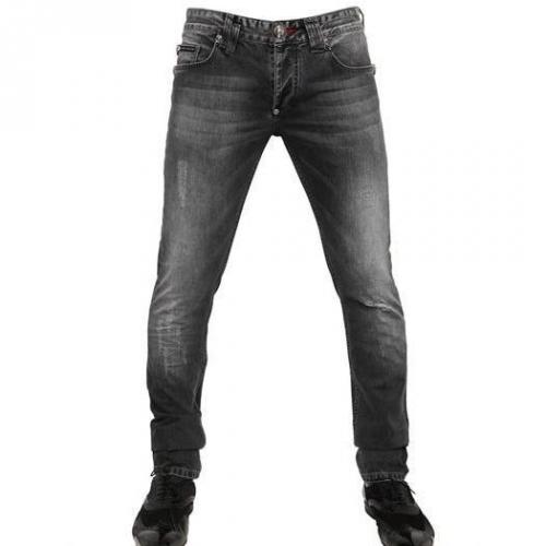 Philipp Plein - 18Cm Distressed Washed Denim Jeans Schwarz Used Vintage