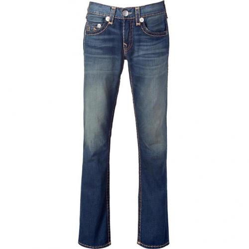 True Religion Blue Washed Bobby Super T Straight Leg Jeans